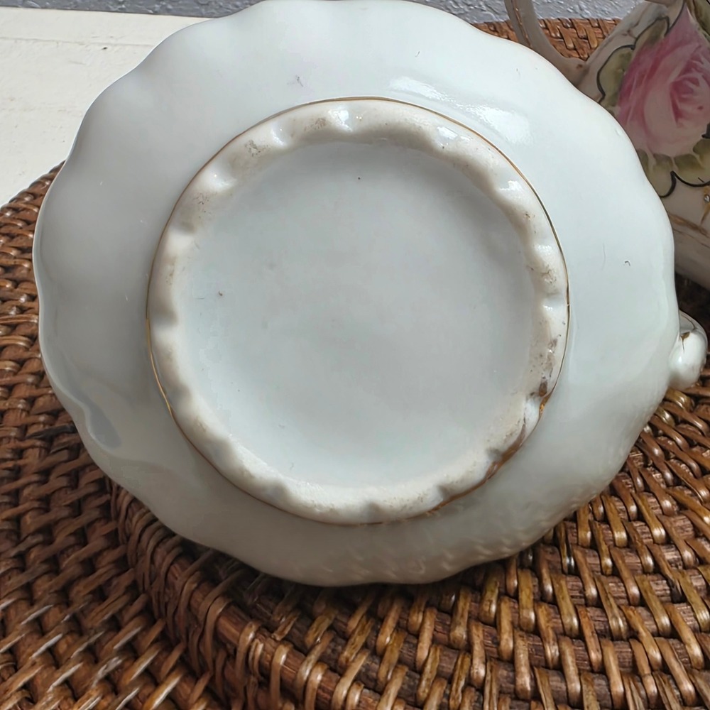 Antique 1890s Nippon Hand Painted Rose Porcelain Creamer & Sugar Bowl Set No Lid - Picture 9 of 16